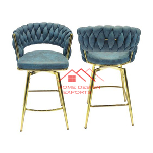 Venta al por mayor muebles comerciales sillas de cocina moderno de lujo taburete de Bar Hotel café mostrador marco terciopelo Bar silla alta Bar - Product Image 5