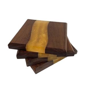 Posavasos de Río personalizados de alta calidad, posavasos de madera de resina personalizados populares para decoración del hogar, resina epoxi Acacia Wooden Co - Product Image 1