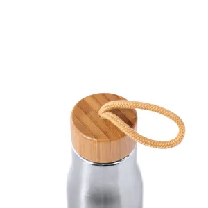 Gobelet isotherme personnalisé Bissip en acier inoxydable, bouteille d'eau durable en acier et bambou - Product Image 3
