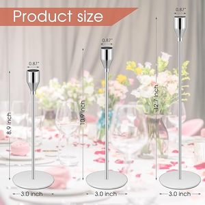 Home Accent Factory Price Modern Candle Vessel Wedding Decorative <b>Candlesticks</b> Luxury <b>Silver</b> in Color Metal Candle Holders - Product Image 3