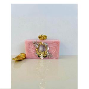 Bolso de Mano de Resina Epoxi Floral Hecho a Mano para Mujer, Estilo de Arte Popular con Pedrería, para Fiestas Nocturnas, Eventos Nupciales, Regalos con Cadena - Product Image 2