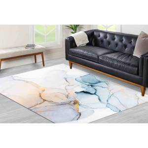 Tapis en marbre abstrait : tons doux, décoration de salon, tailles personnalisées, tapis imprimé, tapis doux non tissé - Product Image 2