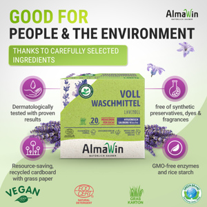 AlmaWin RTS 3 Lessive en Poudre Écologique Lavande 1,08 Kg - 20 Lavages Végane Ultra Concentrée Booster de Puissance de Lavage - Product Image 6