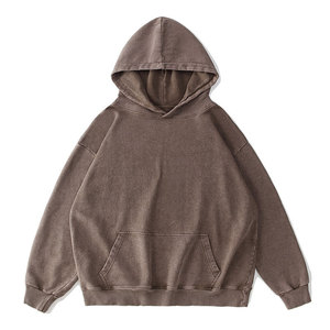 Logo personnalisé Street Hip-Hop 350gsm 100% coton éponge française poids lourd pull uni Vintage lavage à l'acide en détresse respirant - Product Image 1