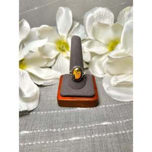 Navajo-Made BB Agate Sterling <b>Silver</b> <b>Statement</b> <b>Ring</b> Size 10.5 Geometric Dainty Hip-Hop Style for Everyday Wear Fine Gemstone - Product Image 1