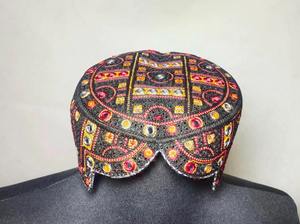 Mens Afghani Traditional Embroidered Lace <b>Cap</b> Handmade Pashtun <b>Ethnic</b> Cultural Formal Islamic Headwear 100% Cotton Adjustable - Product Image 3