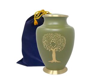 Urna para adultos de cremación con Árbol de la vida de latón macizo, urna funeraria y conmemorativa para cenizas humanas de hasta 200 libras - Product Image 1