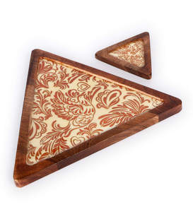 Plato triangular de madera de la mejor oferta con estampado de esmalte personalizado, platos de postre de café y aperitivos de resort, vajilla - Product Image 4