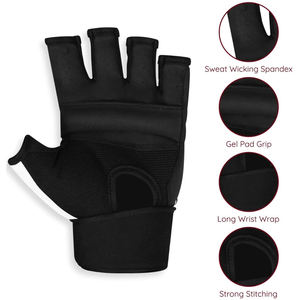 Guante profesional de MMA Matt Black 7oz MMA Training Sparring Grappling Boxing Half Fingers Guantes de cuero para boxeo MMA - Product Image 5