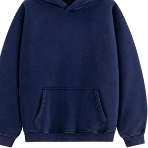 Sudadera con Capucha Azul Marino Premium, Lavada al Ácido, Corte Holgado, Estilo Vintage, Sudadera Suave de Felpa, Ropa Urbana para Hombre y Mujer - Product Image 3