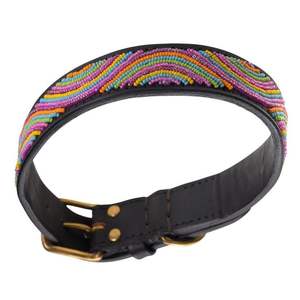 Beaded Leather <b>Dog</b> Collars for Pets with Hand Embroidery Detail Vintage Seed Beads <b>Dog</b> Collars with Durable Leather Base - Product Image 4