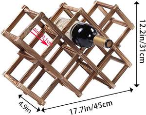 Wood <b>Wine</b> Storage <b>Racks</b> Countertop 10 Bottle Wooden Stackable <b>Wine</b> Cellar <b>Racks</b> Foldable Tabletop <b>Free</b> <b>Standing</b> <b>Wine</b> Bottle - Product Image 5