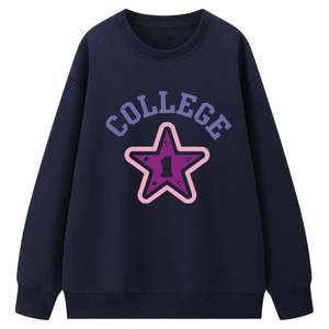 Sweat-shirt décontracté à col rond en tricot |   100% coton doublé, lavé |   Campus Cartoon Printemps/Automne |   Service d'impression et de broderie personnalisés - Product Image 3