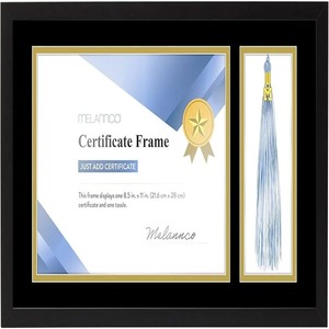 Handmade 18.8x12.1 Inch Black Wood Diploma <b>Frame</b> with Tassel Holder Displays One 8.5x11 Inch <b>Certificate</b> and One Tassel - Product Image 2