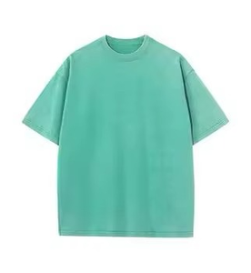 T-shirt décontracté pour homme, coupe ample, couleur unie, manches courtes, col rond, 100% coton jersey tricoté, teinture unie - Product Image 2