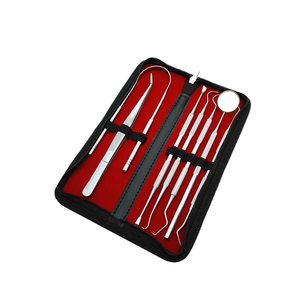 Ensemble de grattoir de détartreur de dents dentaires de 7 pièces outils de nettoyage de dents d'animal familier manuels avec dissolvant de langue en acier