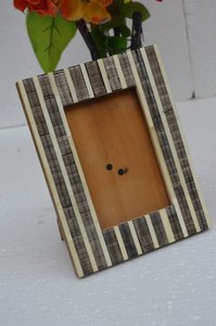 Gray and Off <b>White</b> Horn Photo <b>Frame</b> Handmade Decorative Picture <b>Frame</b> Elegant Tabletop Display Gift for Home and Office - Product Image 2