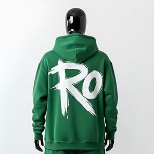 Streetwear décontracté pour hommes personnalisé OEM Survêtement d'entraînement 2 pièces 100% polyester Sweat à capuche surdimensionné Pantalon de survêtement évasé sérigraphié - Product Image 4