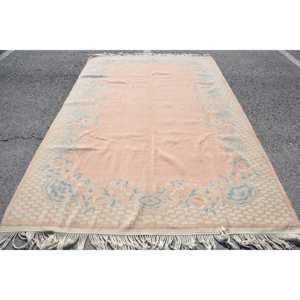 พรมวินเทจขนาดใหญ่พิเศษ 6.9x10.3 ฟุต ลายดอกไม้สีเบจ สไตล์ตุรกี - Product Image 1