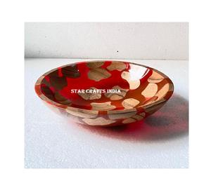 Prix de gros Saladier en bois multicolore Fancy Top Quality Wooden Enamel Printed Round Bowl pour ustensiles de cuisine - Product Image 4