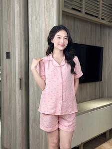 Conjunto de Maternidad B793 con Estampado de Lazo de Lino, Ropa Casual de Alta Calidad, Diseño Minimalista, Pantalones Cortos Personalizables, Antiencogimiento, Buena Absorbencia - Product Image 4