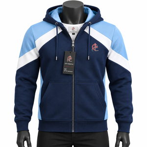 Sweat à capuche streetwear avec impression sérigraphique, logo personnalisé, vente en gros, sweats à capuche pour hommes, OEM, fermeture éclair tendance, 100% coton uni - Product Image 1