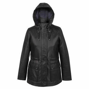 Abrigo de piel auténtica Parker para mujer, chaqueta de lona Safari con capucha, chaqueta Parka de piel para mujer - Product Image 1