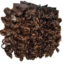 Cheveux humains vietnamiens Remy Loose Deep Wave Curly Bundle Cheveux humains Deep Wave Clip Tip Tape Ins Cheveux humains de gros sans colle HD - Product Image 3