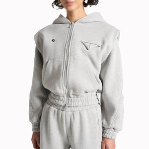 Ensemble de survêtement pour femme en molleton lourd avec fermeture éclair, taille élastique, fermeture éclair intégrale, pour la vente en gros de marques privées, survêtements OEM - Product Image 3