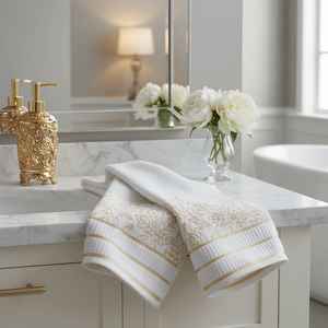 Serviette de bain et de toilette de luxe 100% coton velours turc, motif Cinar, 50x90cm, 500 GSM, super absorbante, ultra douce, MYT-EX personnalisée - Product Image 1