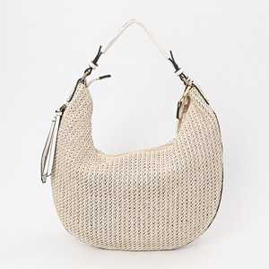 Bolso Hobo de Rafia Tejida Color Crema GangesGrain con Borla, Accesorio de Moda para Mujer - Product Image 3
