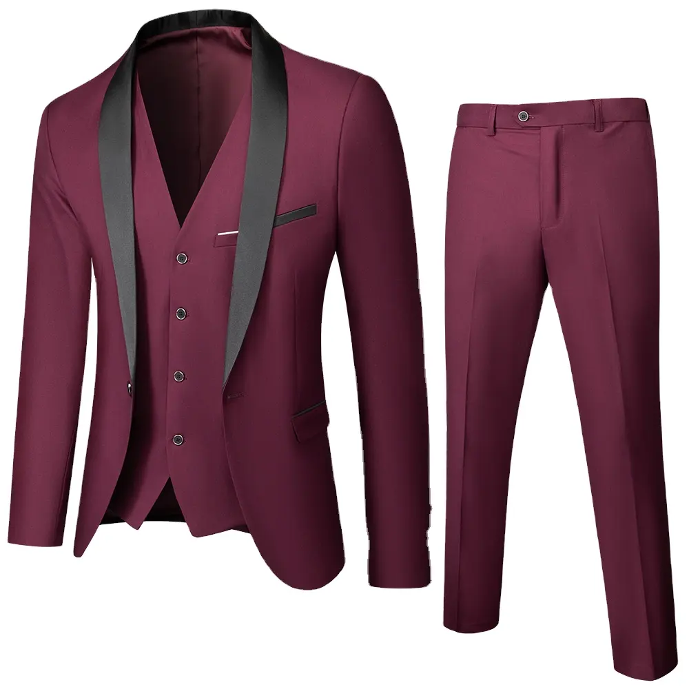 DE0054RV Groom Best Man Suit Graduación de los hombres Traje de tres piezas Sehe Fashion