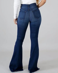 Women High Waist Flare Bottom <b>Denim</b> Jeans Ripped Light Wash Y2K Vintage <b>Stretch</b> Trendy Streetwear Fashion Pants - Product Image 2