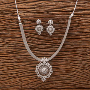 Handmade Cubic Zirconia Classic Pendant Set With 2 Tone and Rhodium Plating Exporter in India - Product Image 2
