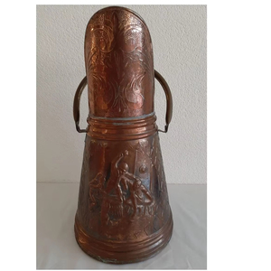 Newly launched copper coal bucket with vintage elegance and curved shape designed for both <b>decor</b> and coal storage utility - Product Image 1