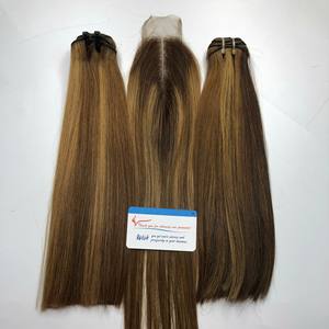 Extensions de cheveux humains vierges vietnamiennes SDD, lisses et raides, colorées, en mèches et fermeture en dentelle, fournitures en gros - Product Image 2