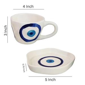 Tasse en céramique Evil Eye avec finition émaillée pour la protection de l'énergie positive et l'utilisation quotidienne disponible à la vente - Product Image 3