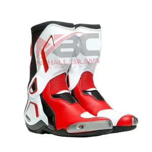 Sepatu Boot kulit pria, sepatu Boot pria Motocross, sepatu motor balap, sepatu kulit nyaman anti air