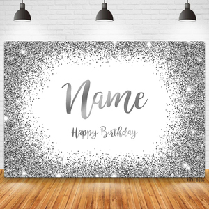 Custom Name Photo Gold Silver Glitter <strong>Backgrounds</strong> DIY Birthday Party Photobooth Backdrops Christmas Baby Shower Christmas - Product Image 5