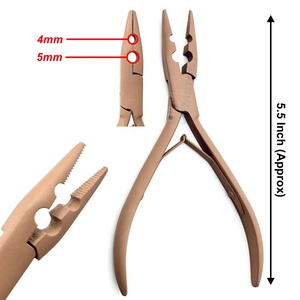 Pince professionnelle en acier inoxydable à 2 trous pour extensions de cheveux, 5,5 pouces, pour micro-anneaux et perles de 4-5 mm, pince de retrait durable - Product Image 1