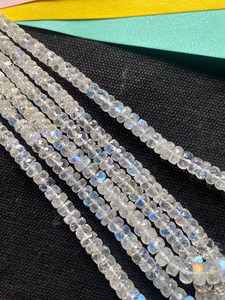 Perles rondes lisses arc-en-ciel blanc naturel Perles arc-en-ciel blanc Rondelle à facettes Perles de pierres précieuses arc-en-ciel blanc - Product Image 4