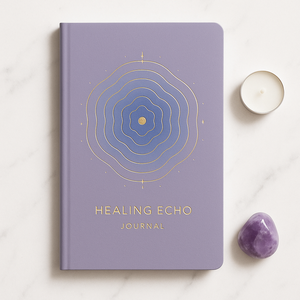 Diario de Sanación LABON Echo, Cuaderno Premium de Tapa Dura Color Lavanda, Diseño de Círculos Radiantes con Lámina Dorada para Notas de Autocuidado - Product Image 1