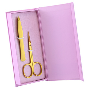 Best Seller Slanted Tip Eyebrow Tweezer Eyebrow Shaping Scissors Compact Grooming Scissors Stainless Steel Non-Slip <b>Grip</b> - Product Image 3