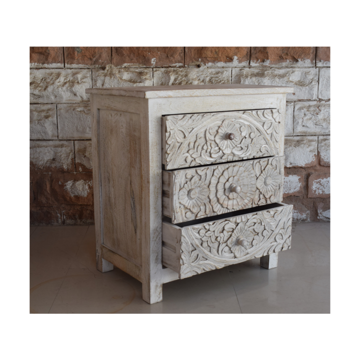Modern 3Drawer Wood Indore Furniture Set Carved Drawer Chest