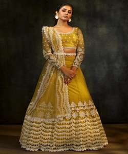 Precio al por mayor Georgette bordado secuencia trabajo Lehenga Choli con Dupatta XL tamaño seda y algodón ropa de fiesta para boda ApparelGarment - Product Image 4