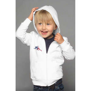 Sweat à capuche zippé pour enfants avec broderie drapeau Running Man, en coton tricoté, style décontracté et tendance, pour bébés garçons et filles - Product Image 1