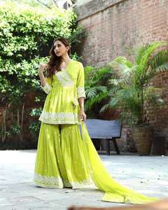 Traje DE TRABAJO bordado de papel de aluminio de algodón pesado de colección de moda de diseñador exclusivo con estilo completo Sarara de trabajo para mujeres - Product Image 2