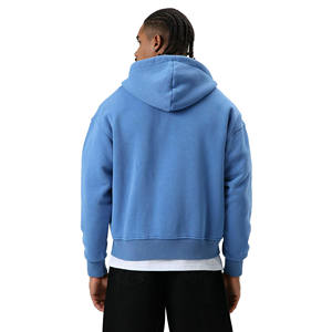 Manufacturer Custom 400gsm Heavyweight <b>Zippered</b> Distressed Embroidery Patch Men's Cotton Blended <b>Hoodie</b> for Winter Season - Product Image 3