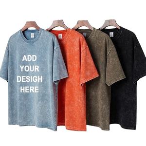 Camiseta de peso pesado en blanco, camiseta Unisex de estilo Vintage, camiseta de manga corta para hombre, camiseta teñida con lavado ácido - Product Image 1