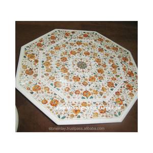 โต๊ะดีไซน์สุดหรูสำหรับตกแต่ง,หินอ่อนสีขาวสไตล์อิตาลีบริสุทธิ์รูปทรงแปดเหลี่ยมดีไซน์อาร์ตสำหรับตกแต่ง - Product Image 1